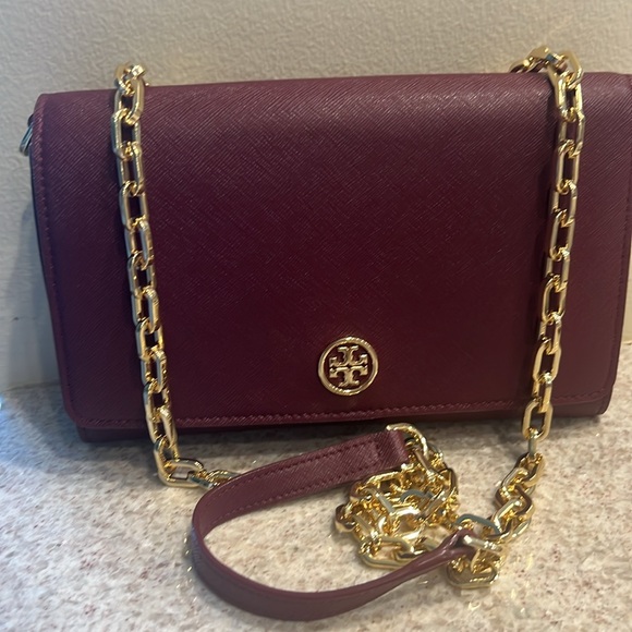 Robinson Chain Wallet in Wine Red with Gold Hardware - Picture 2 of 3